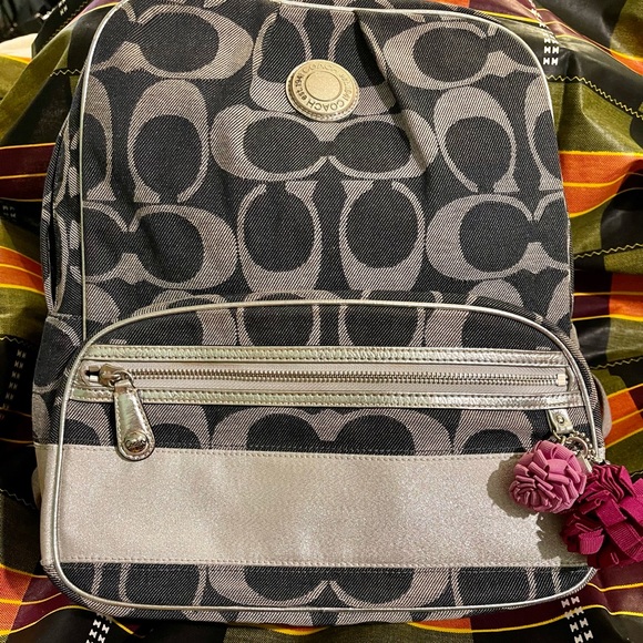 Coach Denim and Silver Backpack - Picture 2 of 10